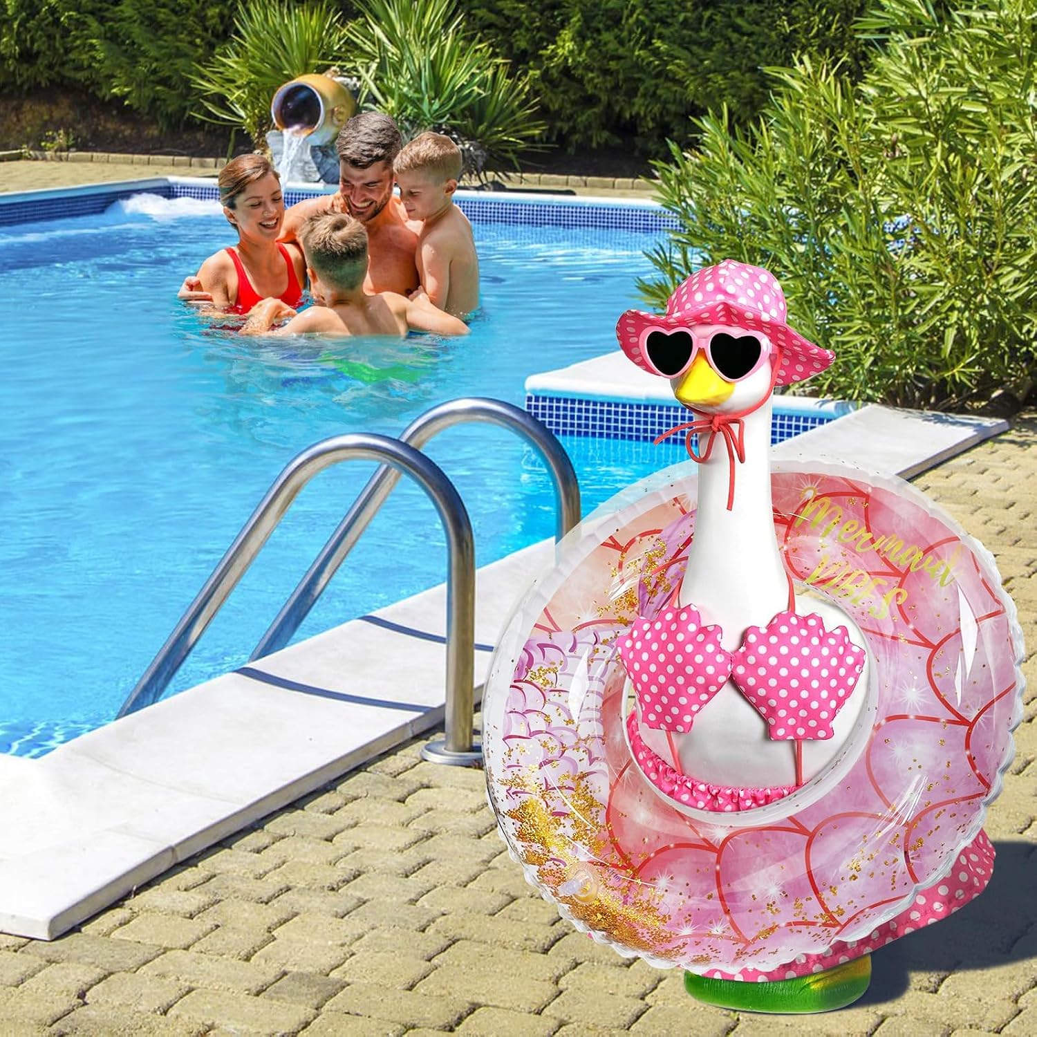 Hawaiian Porch Goose Outfits, 23 Inch Bikini Porch Goose Summer Outfit, Goose Clothes For Cement Goose Outdoor Garden Yard Decor