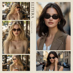Retro Oval Sunglasses for Women 90s Vintage Y2K Trendy Narrow Shades, UV Protection Designer Sun Glasses A01-grey/Tea/Tortoise