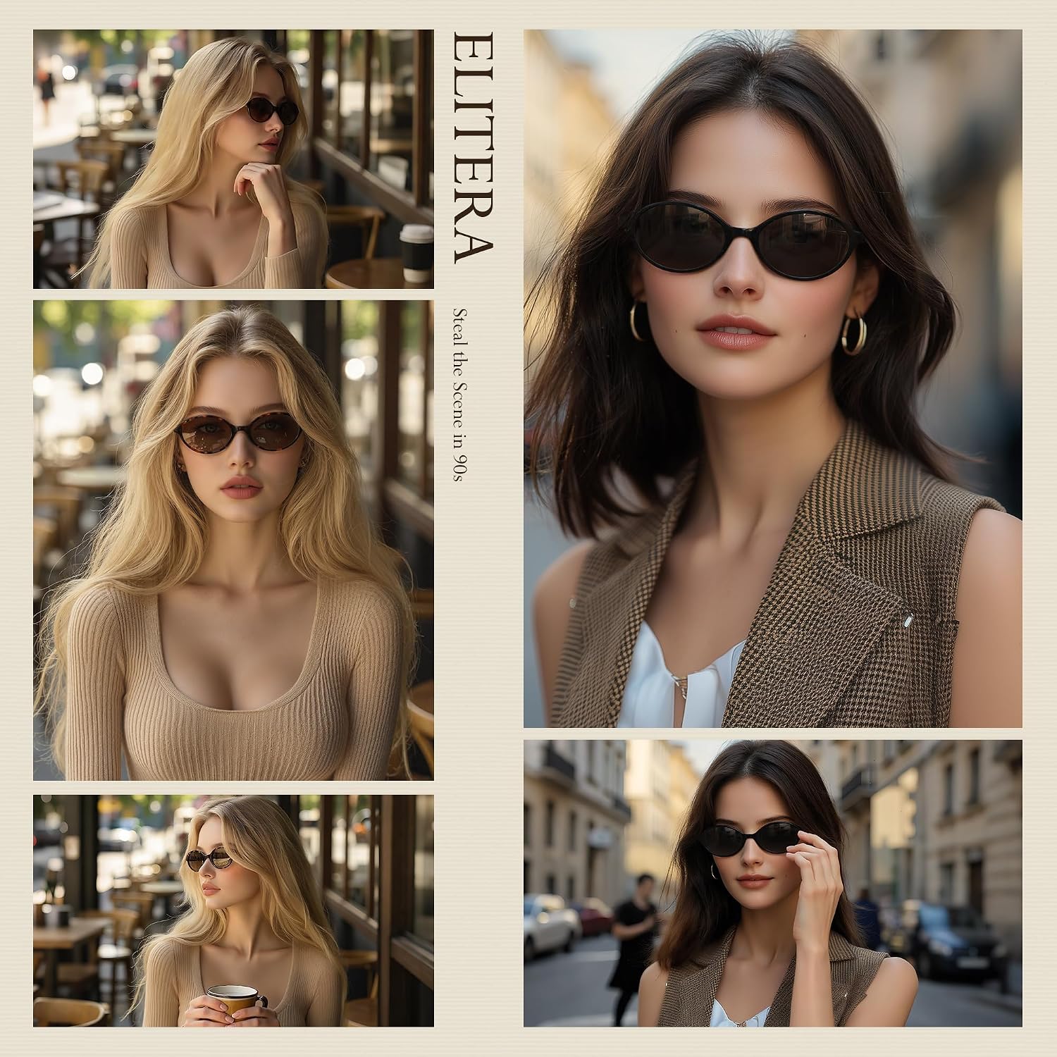 Retro Oval Sunglasses for Women 90s Vintage Y2K Trendy Narrow Shades, UV Protection Designer Sun Glasses A01-grey/Tea/Tortoise