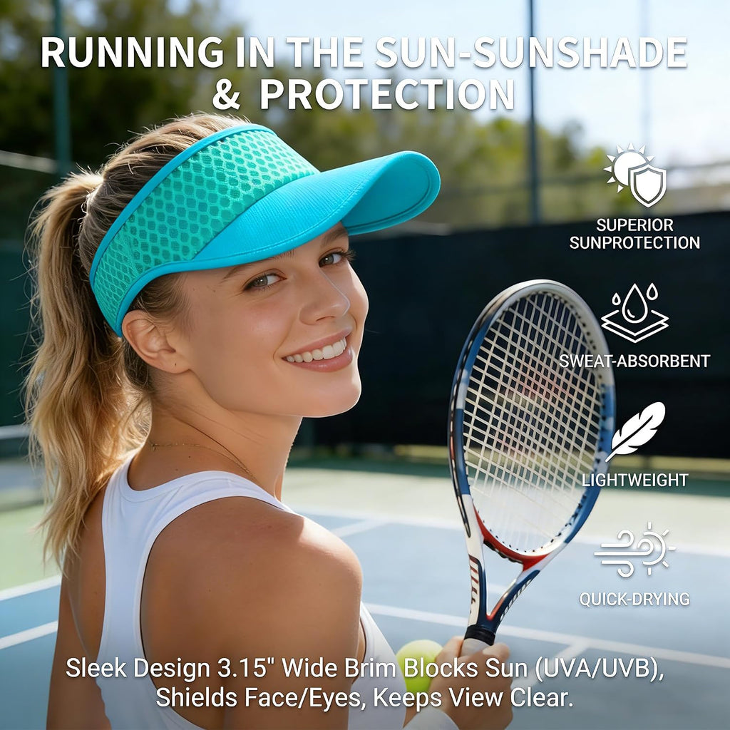 Ausflug Sun Visor Hat Men Women - Wide Brim Quick Dry Adjustable Cap, Lightweight For Golf Tennis Pickleball Beach