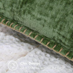 Decoruhome Fall Chenille Soft Cozy Throw Pillow Covers 12X20 Set Of 2, Modern Farmhouse Boho Velvet Decorative Pillow Cases With Stitched Edge For Couch Sofa Bed Home Decor, Forest Green