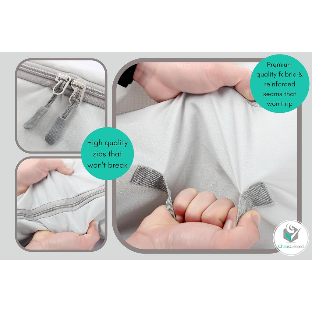 Comforter Storage Bag - Folding Organizer Bag For King/Queen Comforters, Pillows, Blankets, Bedding/Quilt, Blanket, Duvet, Mothproof Space Saver; Large Collapsible Organizers, 24"X14"X11"