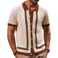 Pj Paul Jones Mens Polo Shirts Vintage Striped Button Down Knitted Golf Shirts