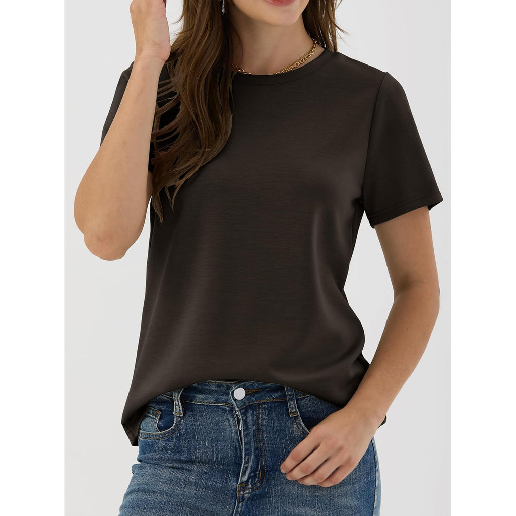 Women Short Sleeve Tops Summer Basic Tee Wrinkle-Free Trendy Cute T Shirts 2026 Spring Business Casual Outfits
