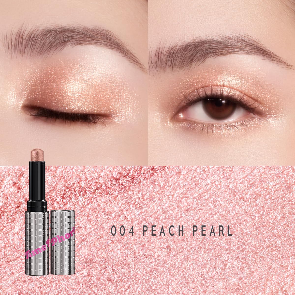 Illumina Jelly Gel Eyeshadow Stick, 004 Peach Pearl - Nude Peach Shimmer Sparkle Finish, Cream Texture With Cooling Feel, Long-Lasting Crease-Proof Smudgeproof Eye Shine, Easy Application