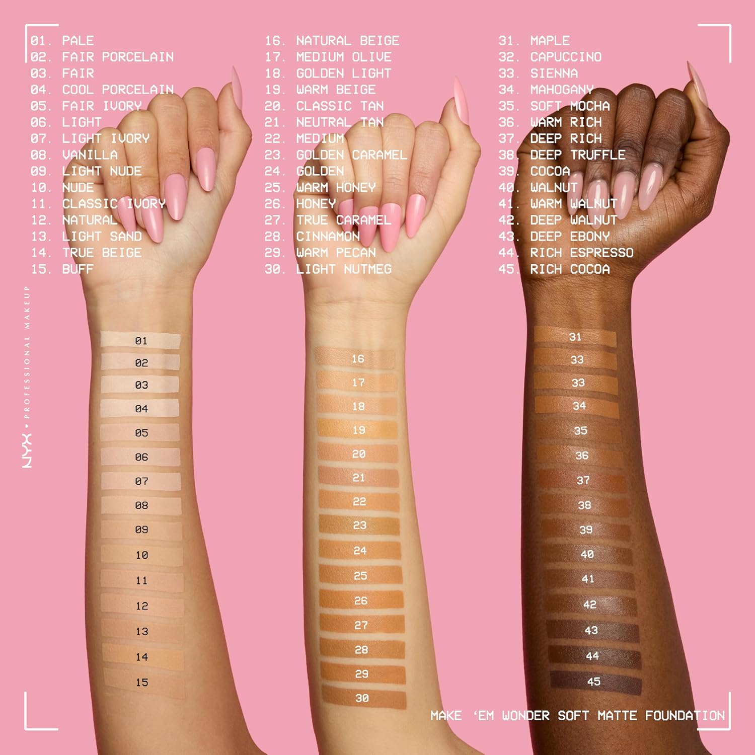 NYX PROFESSIONAL MAKEUP Make 'Em Wonder Liquid Foundation, 24HR Foundation Makeup With A Soft Matte Finish, Buildable Full Coverage - 02 Fair Porcelain