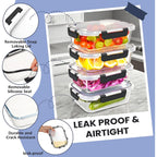Hotec 35Oz Glass Food Storage Container, Airtight Glass Lunch Fruit Containers With Lids - Microwave, Oven, Freezer And Dishwasher Safe, 4-Pack