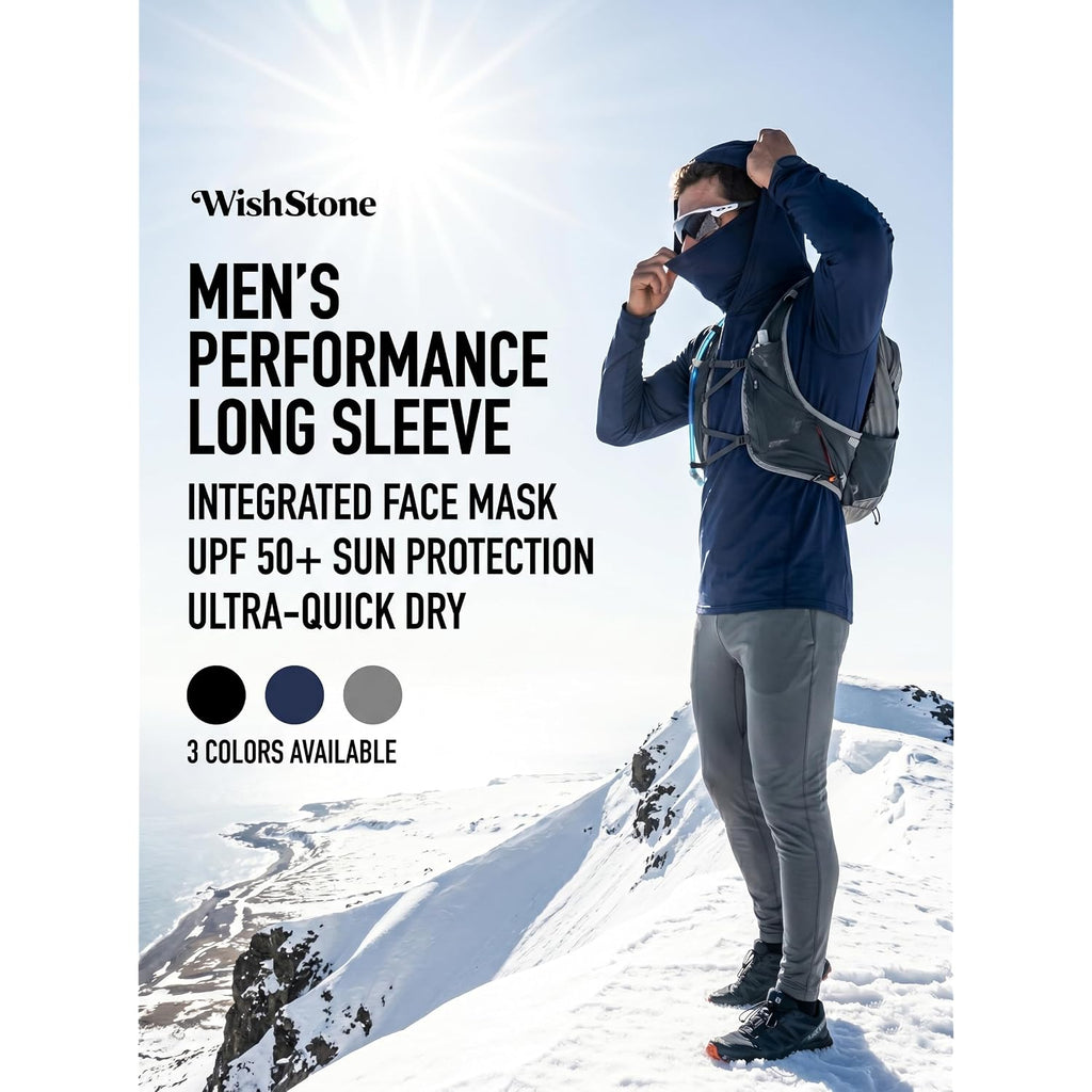 3-Pack Men'S Sun Protection Hoodie With Face Mask - Upf 50+ Long Sleeve Work Shirts Quick Dry Outdoor Work