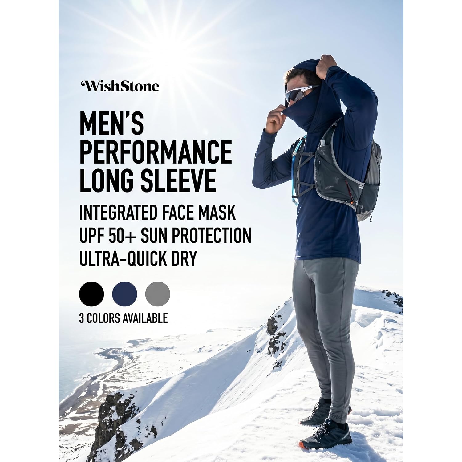 3-Pack Men'S Sun Protection Hoodie With Face Mask - Upf 50+ Long Sleeve Work Shirts Quick Dry Outdoor Work