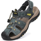 Flarut Men'S Sport Sandals Outdoor Hiking Sandals Closed Toe Leather Athletic Lightweight Trail Walking Casual Sandals Water Shoes