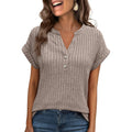 Anrabess Womens Short Sleeve Henley Shirts V Neck Summer Sweaters 2026 Spring Business Tunic Tops Dressy Casual Work Blouses