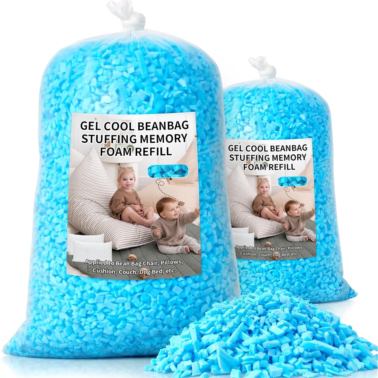 Bean Bag Filler, 10Lbs Shredded Memory Foam Filling, Soft Pillow Stuffing Bean Bag Refill Foam For Couch, Cushion, Stuffed Animals, Dog Bed, Arts Crafts