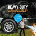 Garden Hose, Non-Expandable 25 Feet Premium Quality Stainless Steel Metal Water Hose With Durable Fabric Skin, Hose For Commercial, Residential Use, Bonus 10-Way Spray Nozzle (25 Ft, Black)