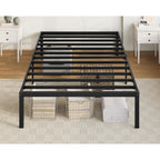 Allewie Twin Bed Frame, 14 inch Metal Platform Beds with Storage Space, No Box Spring Needed and Easy Assembly, Black