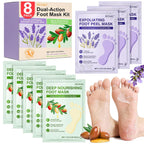 Foot Peeling 3Pcs ＆ 5Pcs Moisturizing Foot Mask, Exfoliator Peel Calluses Dead Skin Callus Remover, Hydrating Foot Masks for Dry Cracked Feet, Repair Rough Heels＆Dry Skin for Baby Soft and Smooth Feet