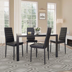 Gizoon 5 Piece Glass Dining Table Set, Kitchen And Chairs For 4, Pu Leather Modern Room Sets For Home, Kitchen, Living Room | Pu Leather Modern Room Sets,Small Dining Table Sets,Space Saving Table And Chairs Set For Home, Kitchen, Living Room