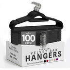 Utopia Home Velvet Hangers 100 Pack – Premium Hangers With Tie Bar - Black | Non-Slip Slim Clothes & Coat Hangers With Tie Bar, Space-Saving Heavy Duty Design, 360° Swivel Hook