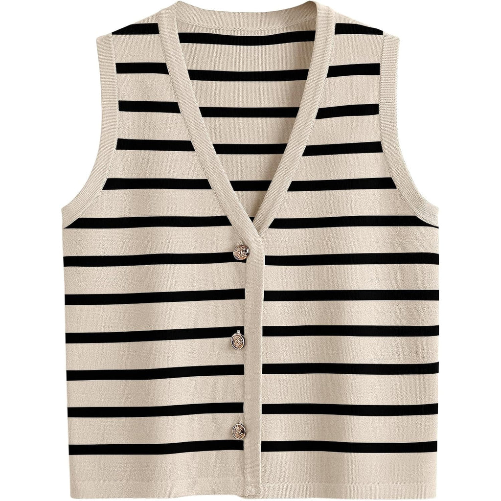 Lillusory Vest Tops For Women 2026 Summer Outfits Striped Sweaters Button Up Casual Blouses Jacket Fashion Clothes