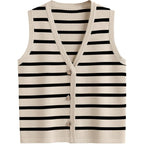 Lillusory Vest Tops For Women 2026 Summer Outfits Striped Sweaters Button Up Casual Blouses Jacket Fashion Clothes