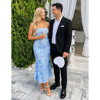 Merokeety Women'S Floral Strapless Maxi Dress 2026 Summer Mesh Tube Bodycon Formal Wedding Guest Cocktail Party Long Dresses