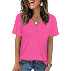 Womens Summer Tops Short Sleeve Basic Casual V Neck T Shirts Trendy Fashion 2026