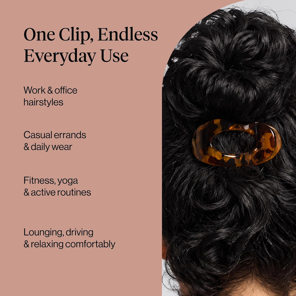 Kitsch Small Flat Claw Clips For Women - Stylish Flat Hair Clips, Strong Hold For Thick & Fine Hair | Non-Slip For Secure, Comfortable All-Day Wear -Tortoise Design