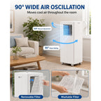 8,000 Btu Portable Air Conditioners, Cools Room Up To 350 Sq.Ft, 4-In-1 Ac Unit With Dehumidifier & Fan Mode, Remote Control, Ultra-Quiet 50Db, White & Black, Easy Window Kit