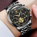Olevs Watches Men Waterproof Luxury Big Face Mens Watch Stainless Steel Quartz Analog Dress Watches For Men Luminous Multifunction Man Watch Relojes De Hombre