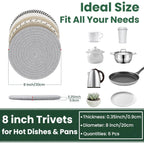 8 Inch Trivets for Hot Dishes, Hot Pots and Pans, Thick Heat Resistant Large Coaster for Kitchen, Hot Pads, Kitchen Essentials, Kitchen Decor for Table & Countertop, 6 Pcs