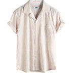 Vatpave Mens Striped Summer Shirt Casual Button Down Short Sleeve Beach Shirts Cotton Shirts For Men