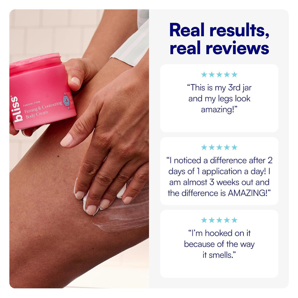 Bliss Fabgirl Firm Body Firming & Contouring Cream – Hydrating Skin Tightening Lotion With Collagen Amino Acids, Caffeine & Niacinamide - Improves Elasticity, Smoothness & Texture-For All Skin Types