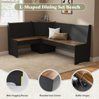 Amerlife 3-Piece Breakfast Nook Dining Set With Storage, Black Oak | L-Shaped Corner Bench, Hidden Storage, Compact Dining Set For Small Spaces, Kitchen Dining Room Furniture
