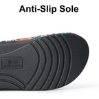Summer House Slippers For Women With Arch Support Breathable Waffle Cotton Indoor Slippers Slip On Open Toe Home Shoes