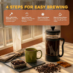 Utopia Kitchen Borosilicate Glass French Press Coffee Maker 34 Oz, Heat-Resistant Cafetiere & Tea Maker, Thickened Glass Coffee Press For Travel And Camping, Black