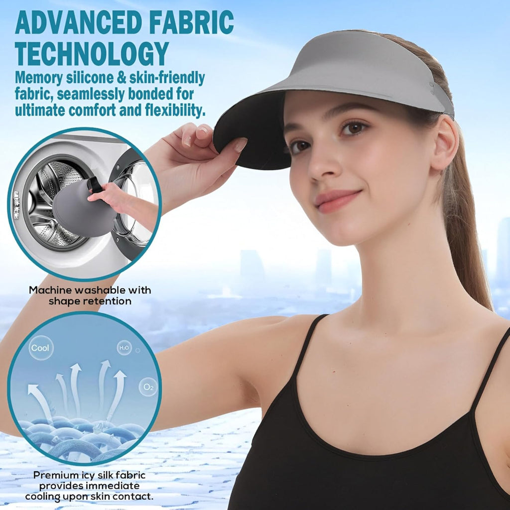 EINSKEY Women's Wide Brim Sun Visor, UPF50+ Seamless Ponytail Hat Packable Quick Dry for Sports Golf Tennis Running Beach