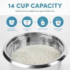Aroma Housewares Select Stainless Rice Cooker & Warmer With Uncoated Inner Pot, 14-Cup(Cooked) / 3Qt, Arc-757Sg