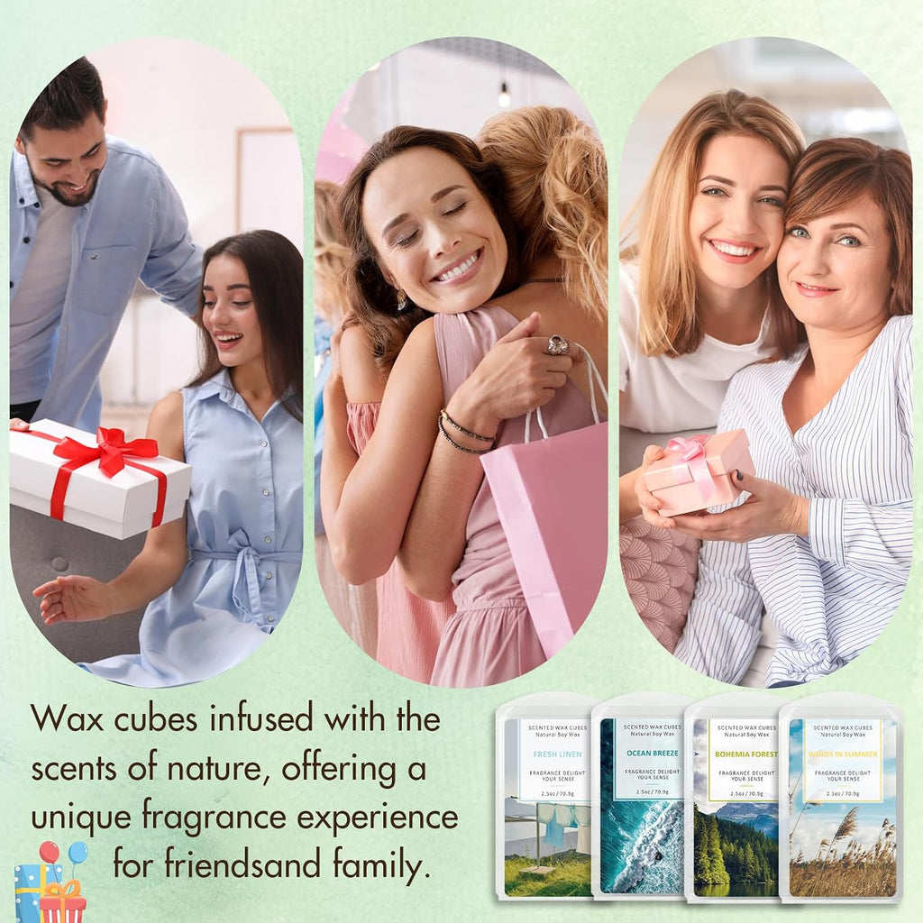 Wax Melts Wax Cubes, Soy Wax Cubes For Wax Warmer, Ocean Breeze, Fresh Linen, Bohemia Forest, Winds In Summer, 4 X 2.5 Oz