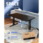 Flexispot En1 One-Piece Standing Desk, Electric Adjustable With 4 Memory Presets, 176 Lbs Capacity, Stable & Quiet, Seamless Desktop For Home Office & Dual Monitors, 48"X24" Black