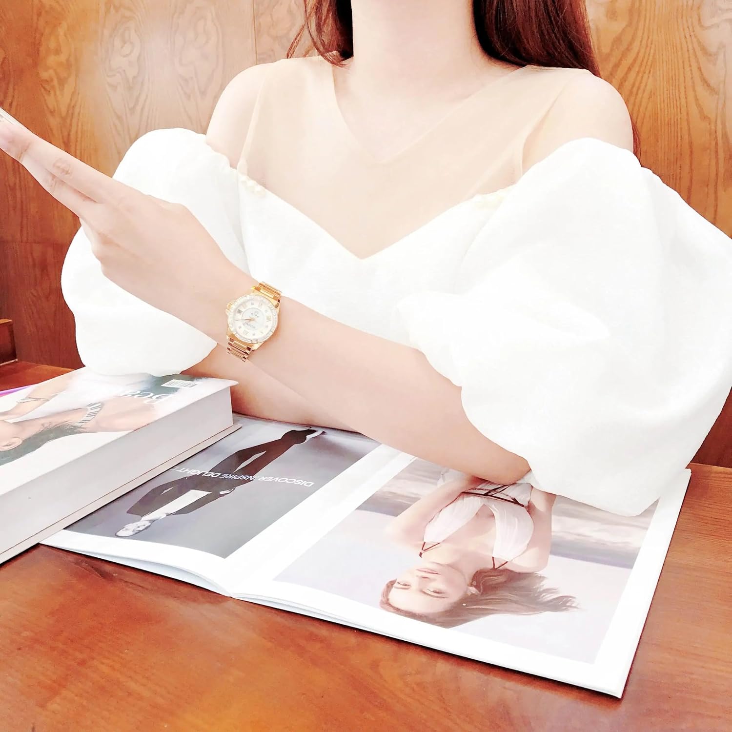 Bulova Ladies' Marine Star 'Series L' 3-Hand Day Date Quartz Diamond Watch, Sapphire Crystal, 100M Water Resistant, Mother-Of-Pearl Dial, 34Mm