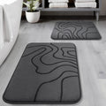 Memory Foam Bathroom Rugs Sets 2 Piece - Extra Thick Ultra Soft Absorbent Bath Mat Set, Non-Slip Machine Washable Bath Rugs For Bathroom, Tub & Shower, Home Decor (32"X20"+24"X17", Dark Grey)
