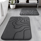 Memory Foam Bathroom Rugs Sets 2 Piece - Extra Thick Ultra Soft Absorbent Bath Mat Set, Non-Slip Machine Washable Bath Rugs For Bathroom, Tub & Shower, Home Decor (32"X20"+24"X17", Dark Grey)