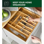 ROYAL CRAFT WOOD Luxury Bamboo Kitchen Drawer Organizer - Silverware Organizer, Utensil Holder & Cutlery Tray Drawer Dividers for Flatware (9 Slot, Natural)