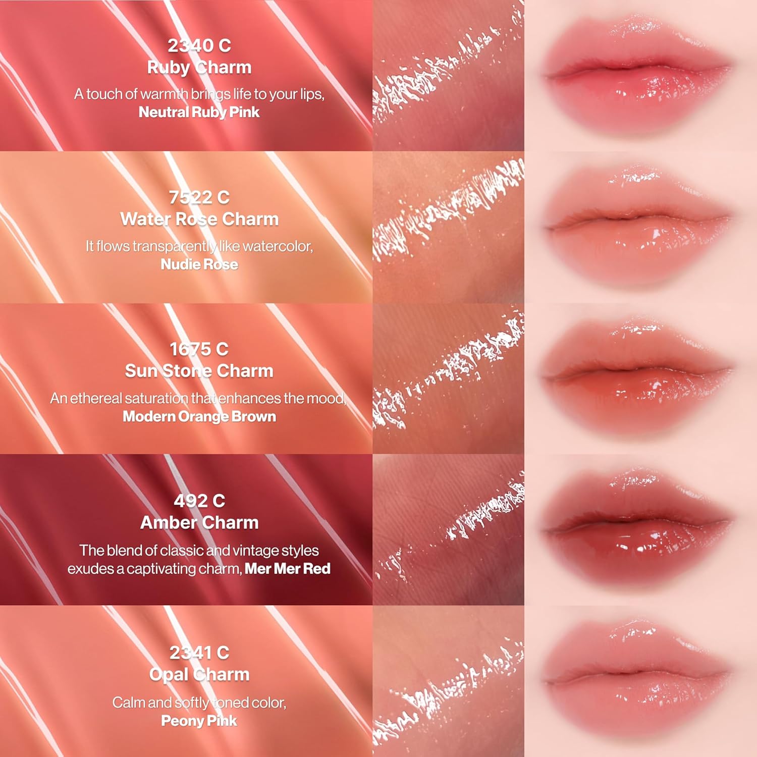 ENTROPY Makeup Glossy Lip Tint – Juicy Glow Line/Non-Sticky Hydrating Lip Gloss Tint, High Shine Finish, Buildable Sheer Color, Lip & Cheek Makeup - Amber Charm (Warm Brick Red) | glossy lip tint, Non-sticky lip tint, Juicy glow lip gloss