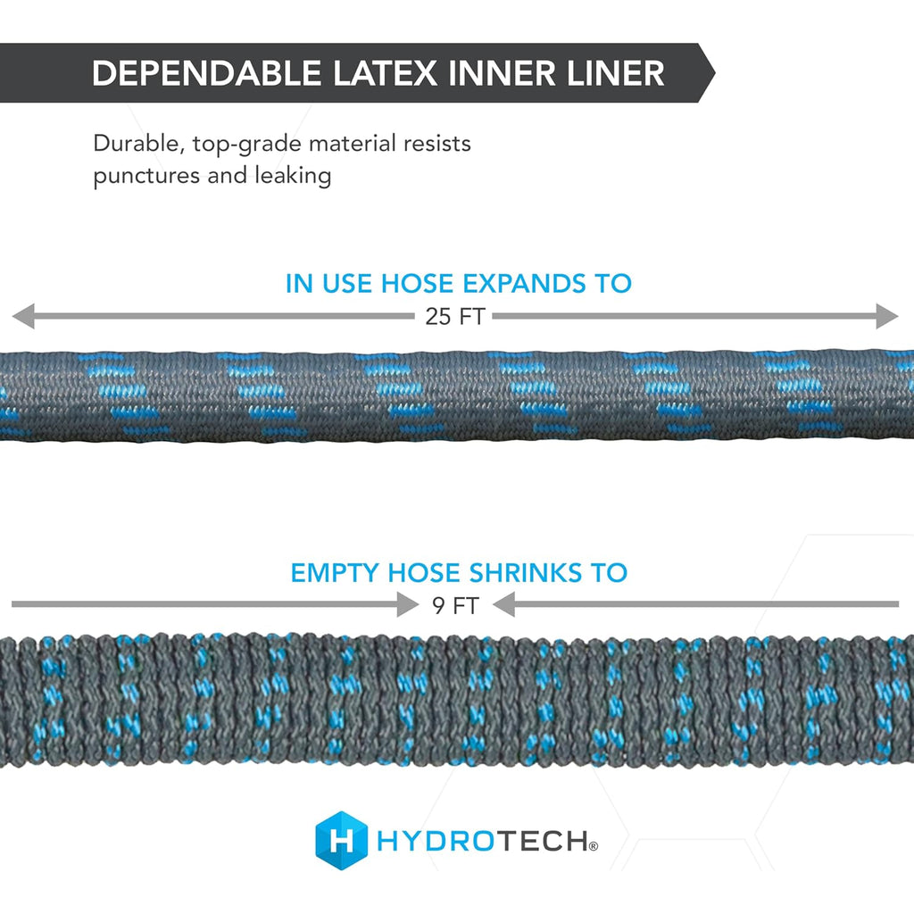 Hydrotech 25 Ft Expandable Burst-Proof Garden Hose, 5/8 In Diameter | Patented Force Control Technology Delivers Lightweight, Kink-Free Flexibility, Compact Storage And Dependable Durability.