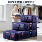 6 Pack Moving Bags Heavy Duty 210Gsm With Full-Open Side Zipper, 93L 220Lbs Waterproof Foldable Storage Totes For College Dorm Move-In, Moving Boxes Alternative & Home Organization, Blue