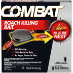 Combat Roach Killing Bait, Roach Bait Station For Large Roaches, Kills The Nest, Child-Resistant, 8 Count,Insects