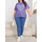 Anbech Womens Plus Size Tops Graphic Tees Short Sleeve Casual T Shirts 2026 Kindness Flowers Print Tunic A1 B-purple