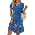 Zeagoo Women'S Casual Dresses With Pockets Summer Floral V-Neck A-Line Tshirt Dress Short Sleeve Mini Dress Beach Sundress