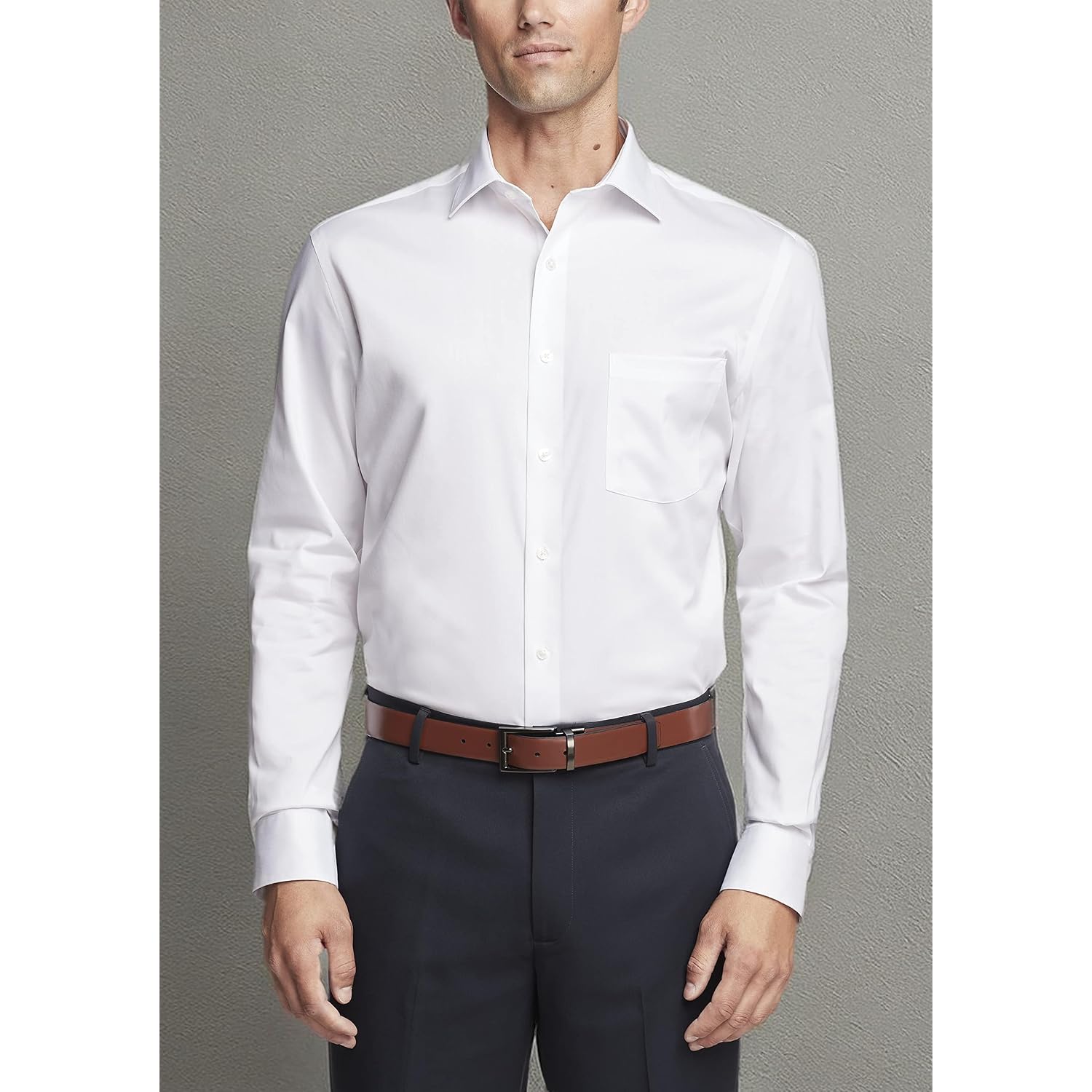 Van Heusen Men'S Dress Shirt Regular Fit Ultra Wrinkle Free Flex Collar Stretch Solid