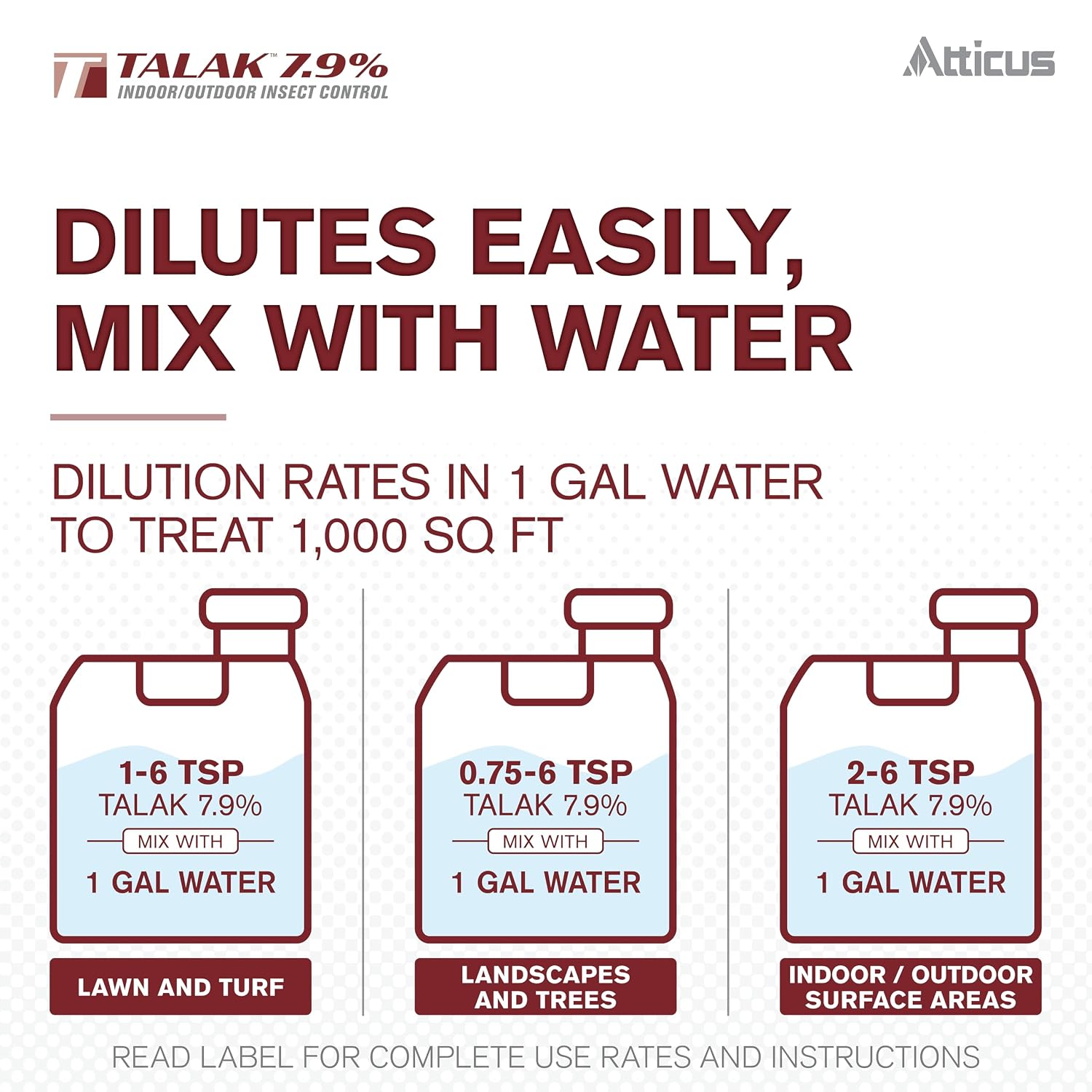 Atticus Talak 7.9% Indoor/Outdoor Bifenthrin Insecticide Concentrate (32Oz) | Control Ants, Mosquitoes, Cockroaches, Spiders, Armyworms, And 70+ More Pests, Measuring Made Easy With Tip 'N Measure Bottle